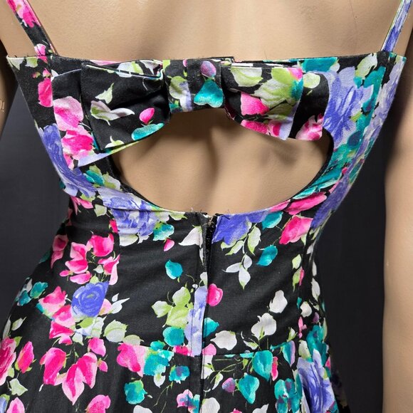 Vintage 80 Dark Floral Swing Dress With Bolero Jacket Size S Romantic Feminine - Picture 8 of 10